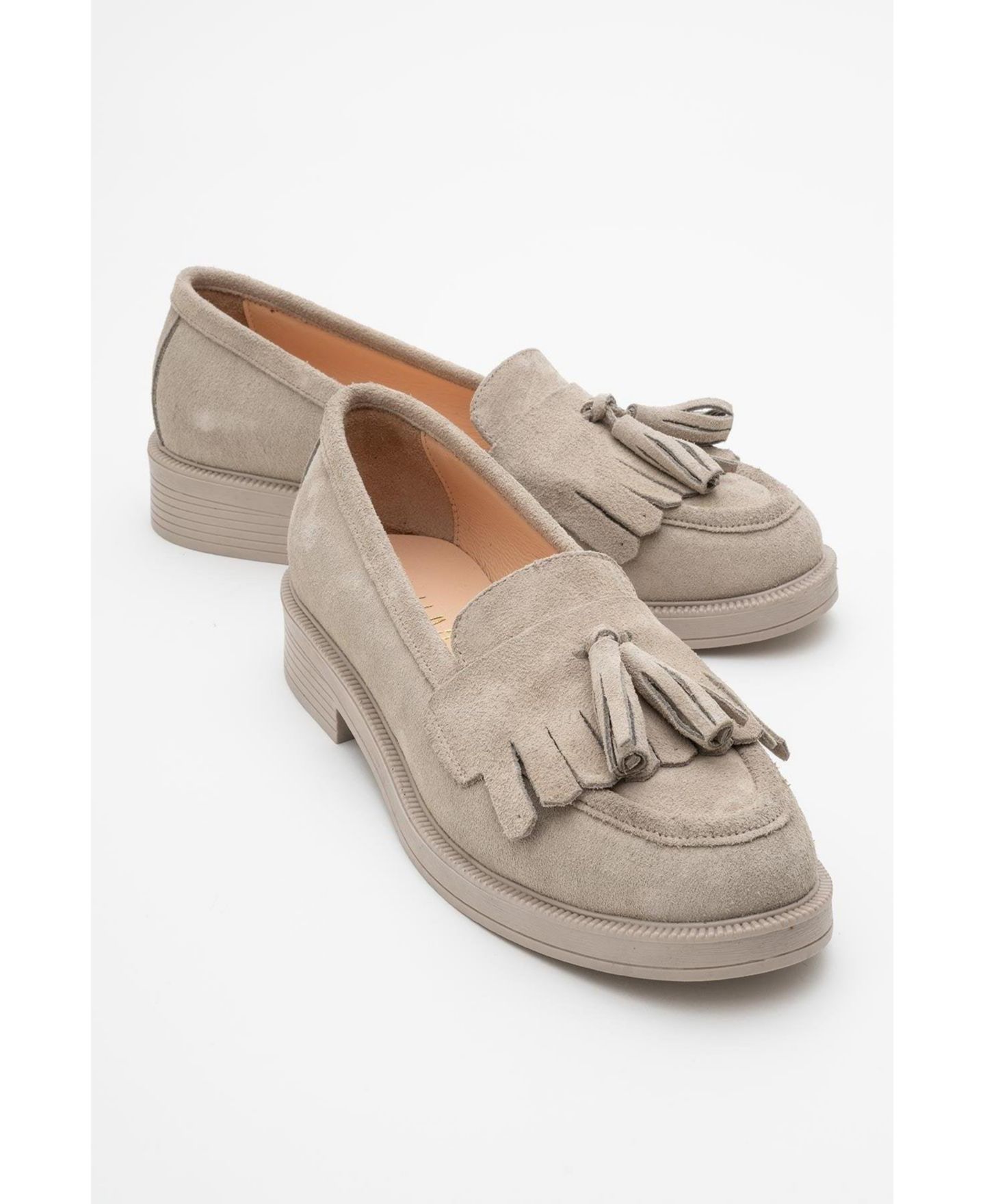 Женские туфли Forever & Always Shoes Milly Leather Tassel, цвет: Бежевый замшевый кожаный — фото 1