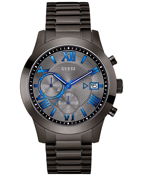 Guess Men S Gunmetal Stainless Steel Bracelet Watch 45mm U0668g2