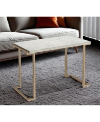 Faux Marble Coffee Table with Iron Sled Base – Elegant and Sturdy
