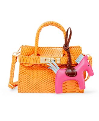 Girls Crocodile Pony Handbag, Orange