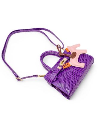 Girls Crocodile Pony Handbag, Orange