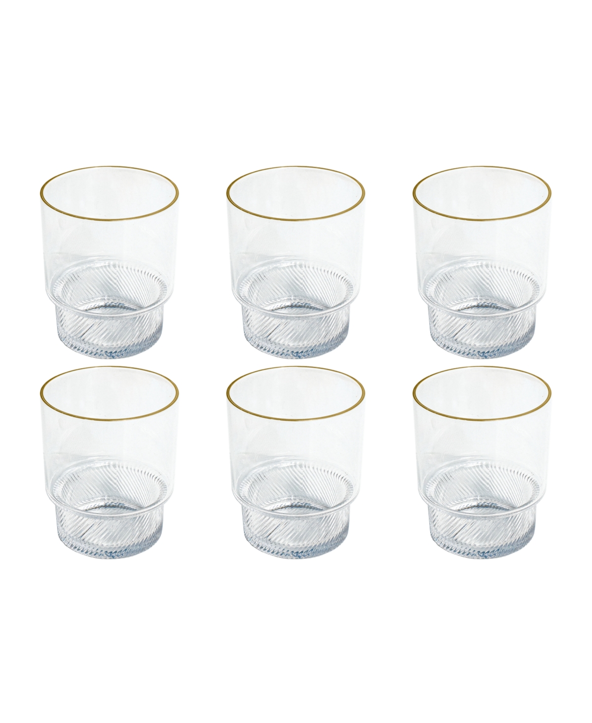Tarhong Stax Optic Twist Goblet Glasses, Set Of 6 In Clear