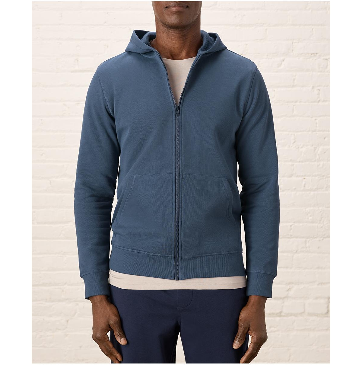 Men's Organic Cotton Cloud Brushed Fleece Zip Hoodie - Charcoal heather