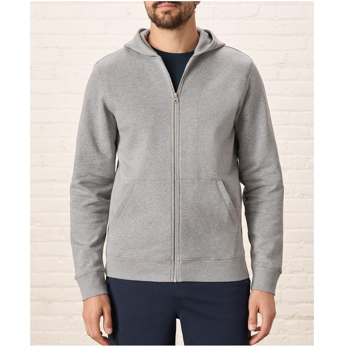 Men's Organic Cotton Cloud Brushed Fleece Zip Hoodie - Black