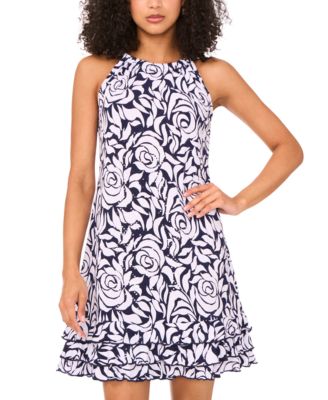 Women's Embellished Printed Sleeveless A-Line Dress