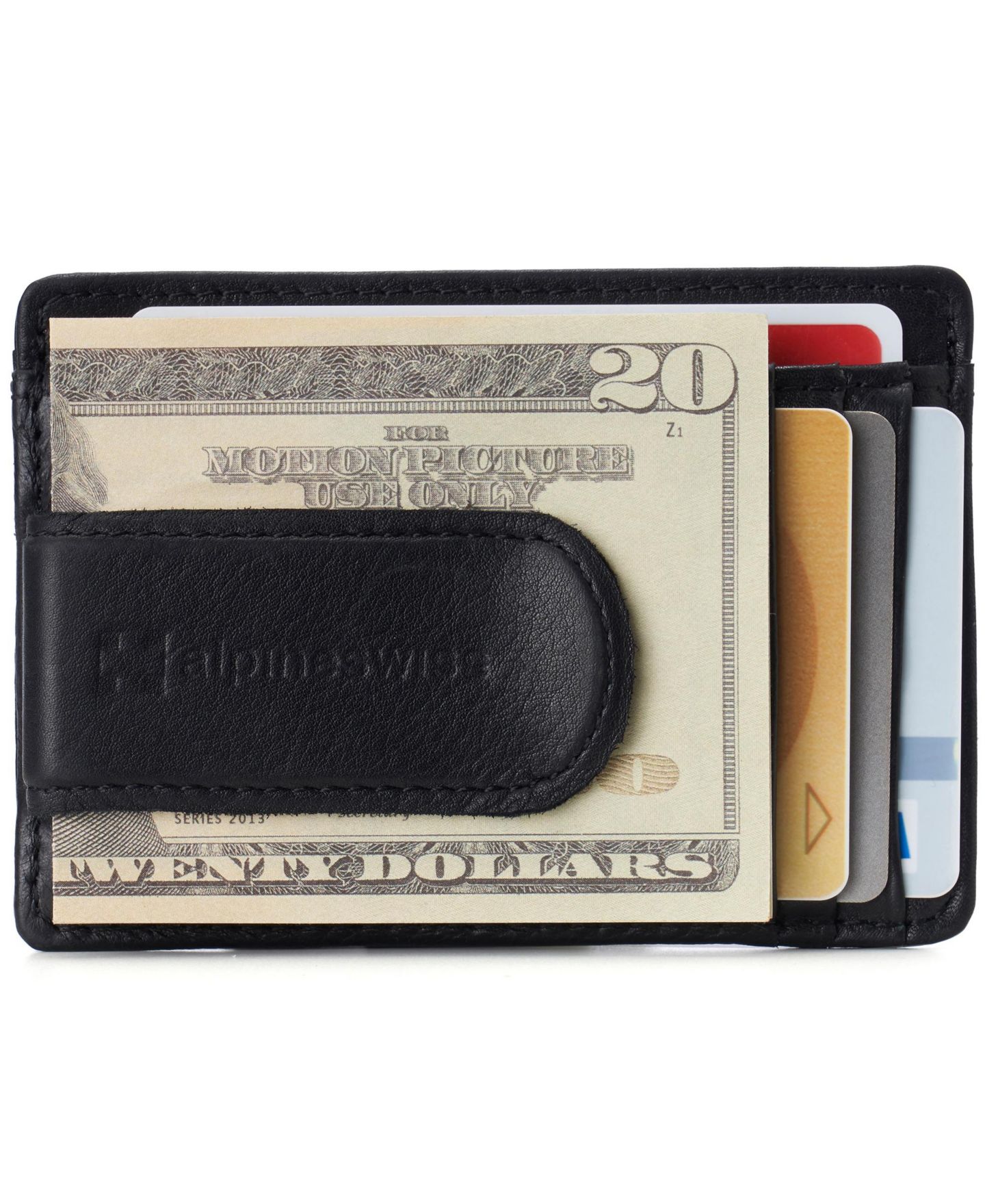 Мужской кошелёк Alpine Swiss RFID Money Clip Leather Minimalist Wallet Card Case ID Window, цвет: Чёрный, вариант 1 — фото 7