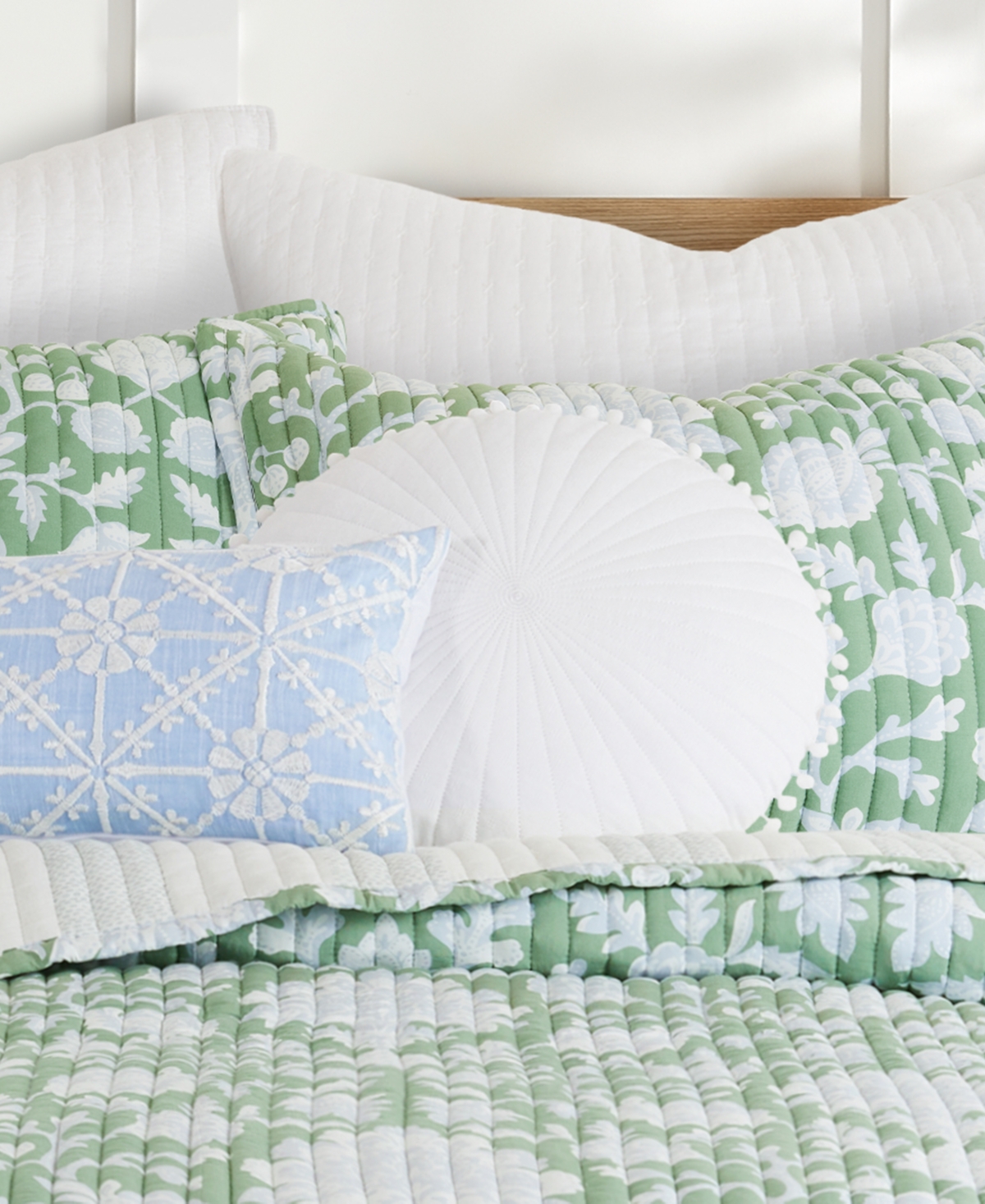 Levtex Evelyn Round Stitch Decorative Pillow, 16" Round