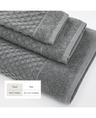 Quick-Drying Cotton Diamond Waffle Textured 4-Piece Bath Towel Set