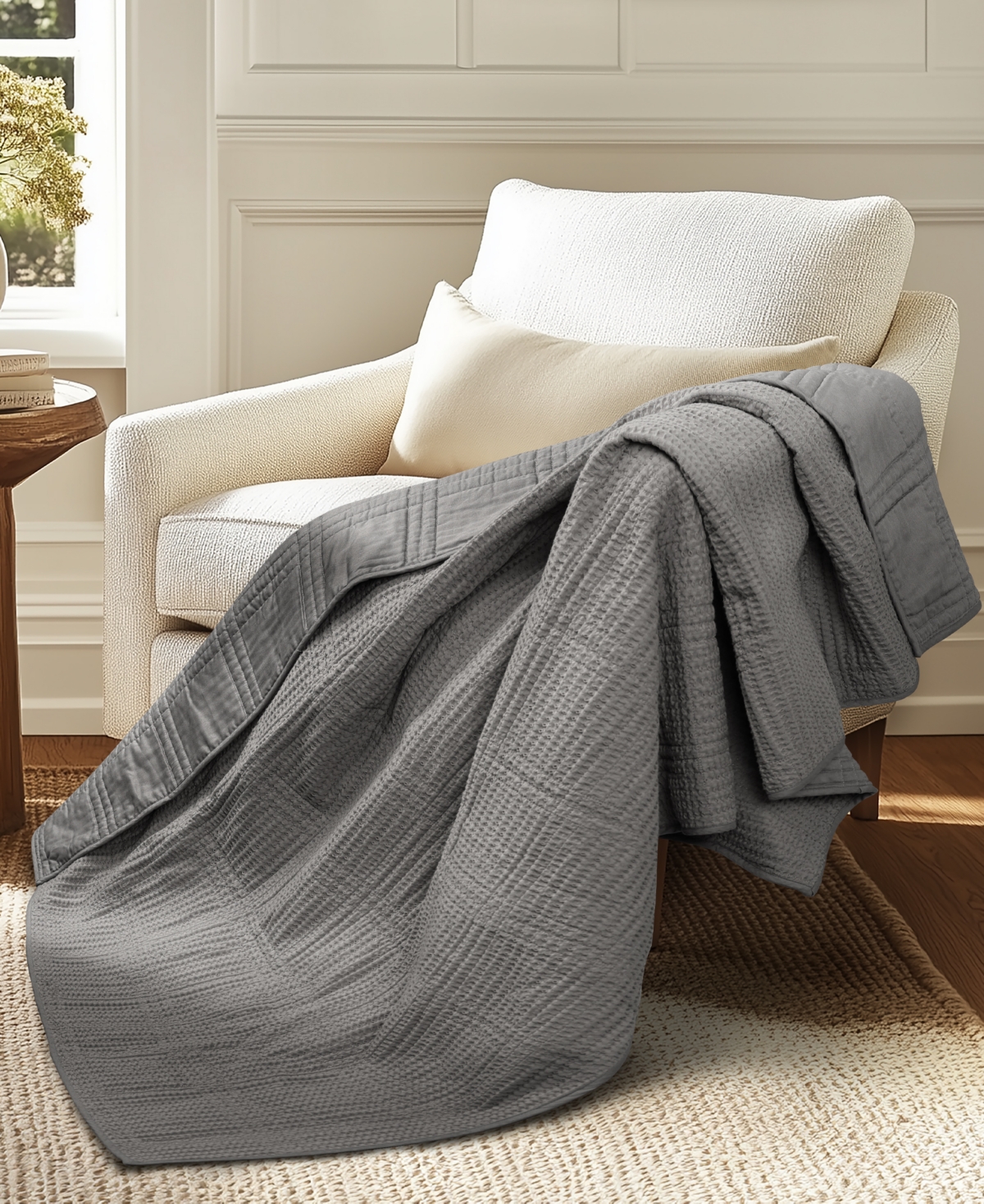 Levtex Cloud Waffle Textured Quilted Throw, 50" X 60"