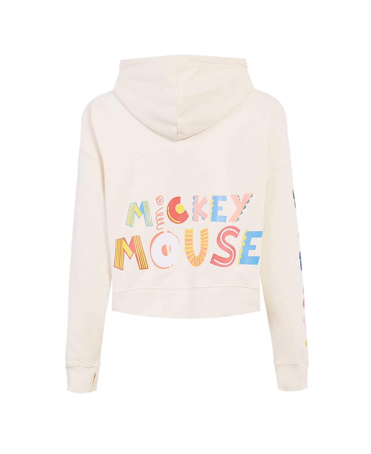 FREEZE MAX WOMEN'S CREAM MICKEY MOUSE HELLOW MELLOW CROPPED PULLOVER HOODIE 
