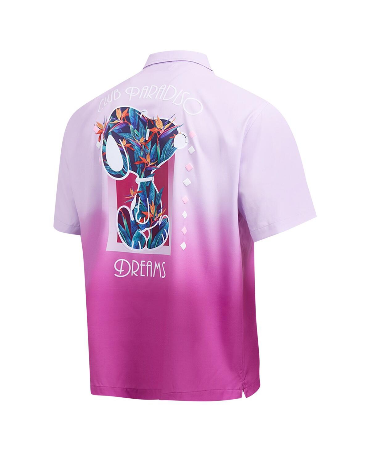 FREEZE MAX MEN'S PINK PEANUTS SNOOPY CLUB PARADISO DREAMS BUTTON-UP SHIRT 