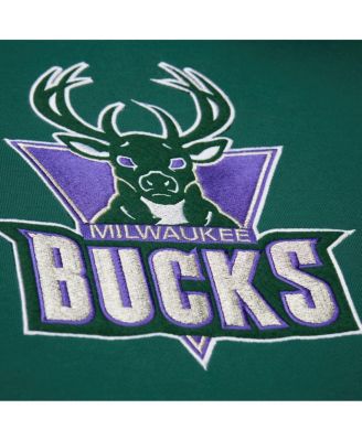 Men's Hunter Green Milwaukee Bucks Hardwood Classics Team Origins Fleece Pullover Hoodie