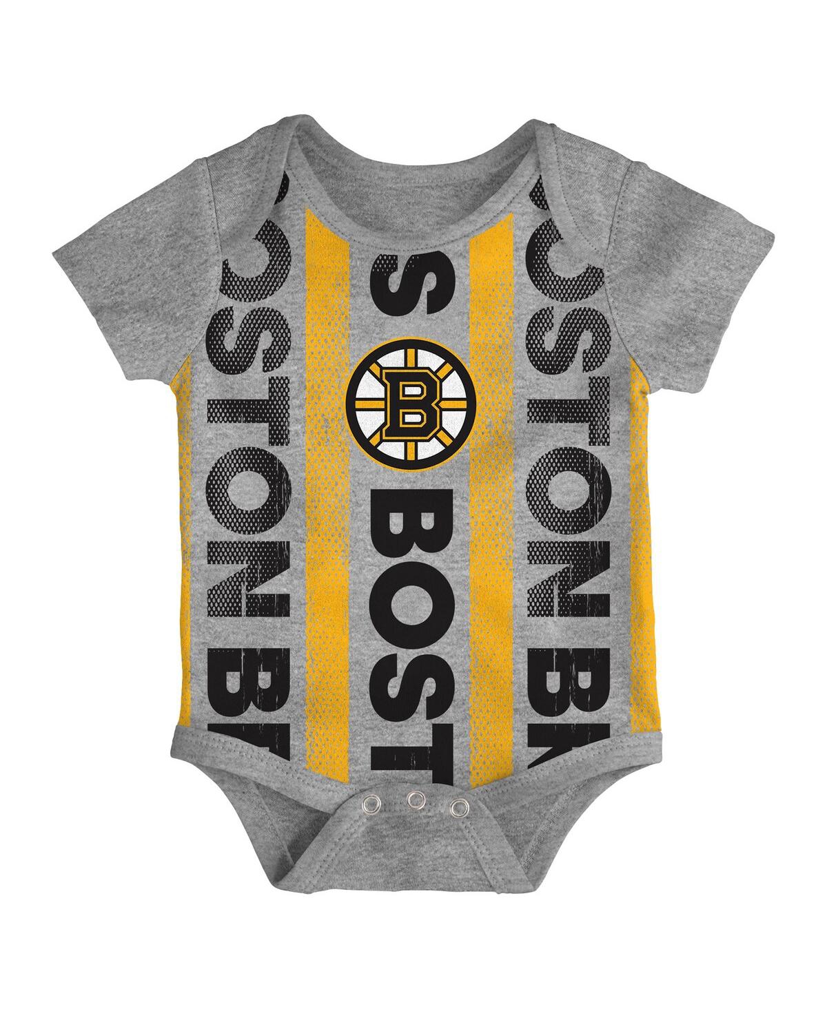 Outerstuff Newborn Boston Bruins Loyal Buddies Bodysuit 3-pack In Multi