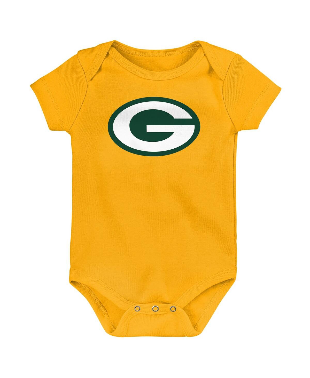 Outerstuff Baby Boys And Girls Green Bay Packers Team Starter Bodysuit Set 3-pack In Green