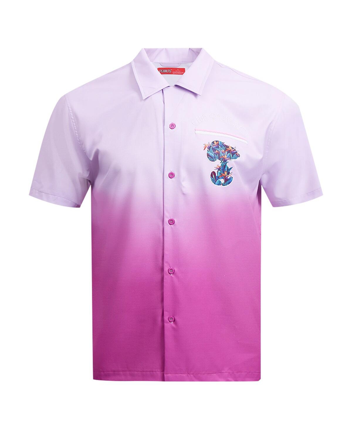 FREEZE MAX MEN'S PINK PEANUTS SNOOPY CLUB PARADISO DREAMS BUTTON-UP SHIRT 