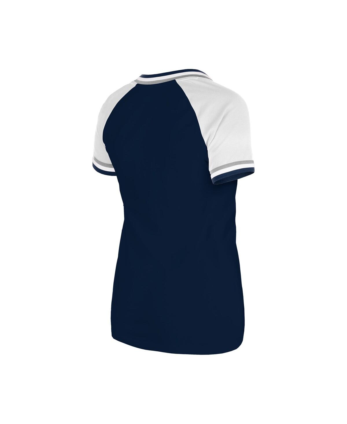 NEW ERA WOMEN'S NAVY CHICAGO CUBS GAMEDAY RAGLAN V-NECK T-SHIRT 