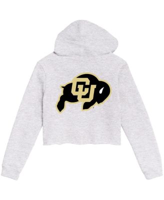 Women's Ash Colorado Buffaloes 2-Hit 1636 Cropped Pullover Hoodie