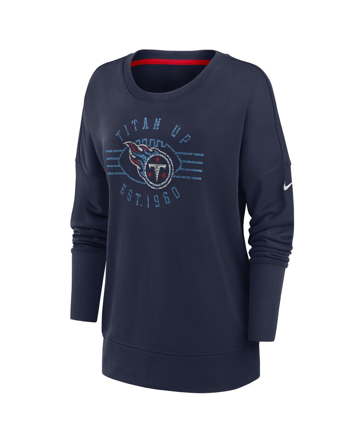 Nike Women's Navy Tennessee Titans Rewind Playback Icon Performance Pullover Sweatshirt In Navy