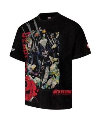 Men's Black Wolverine Dekryptic Wolverine Deadpool Oversized Fit and Heavy Wash T-Shirt