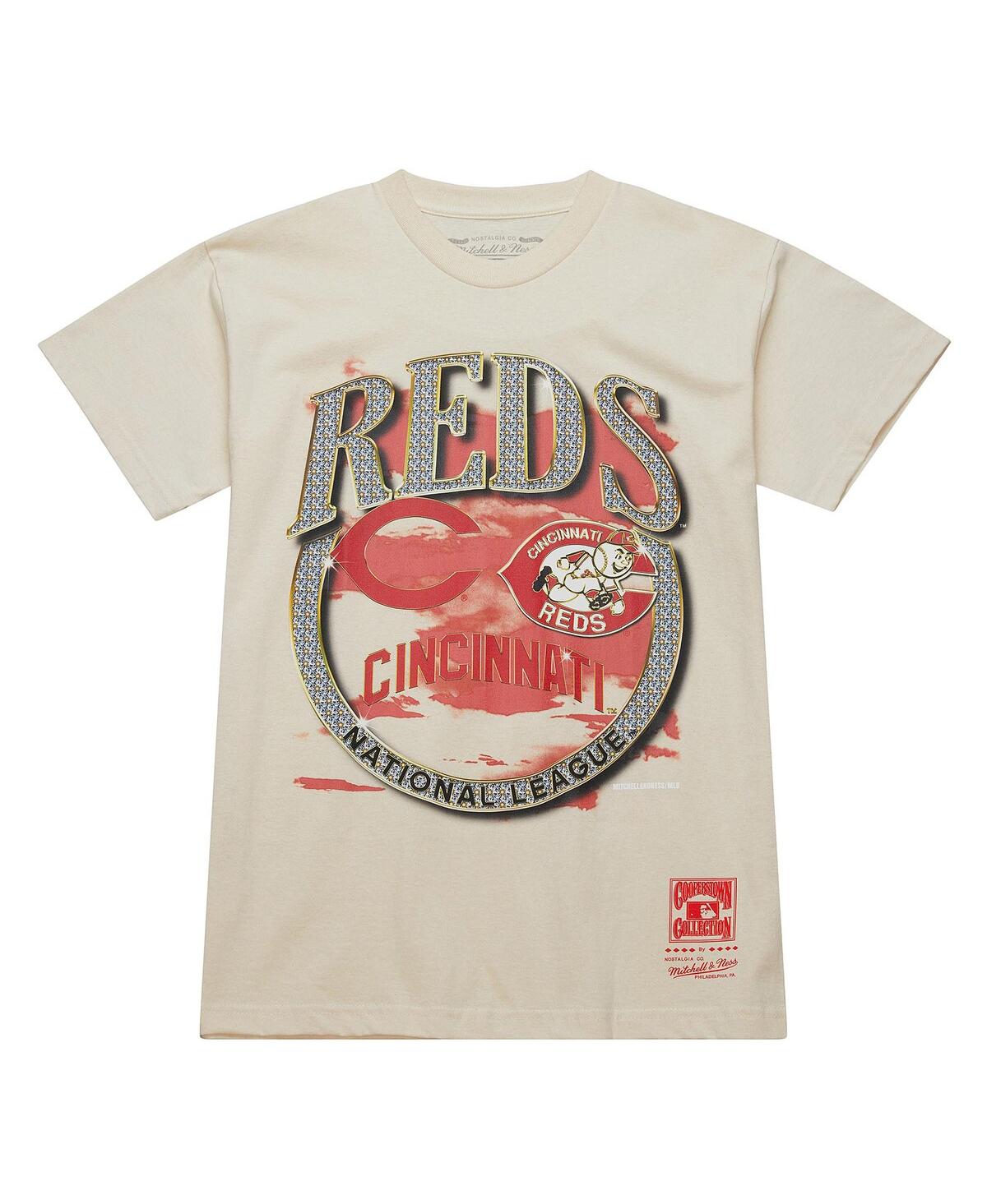 Mitchell & Ness Men's Cream Cincinnati Reds Cooperstown Collection Crown Jewels T-shirt In Cream