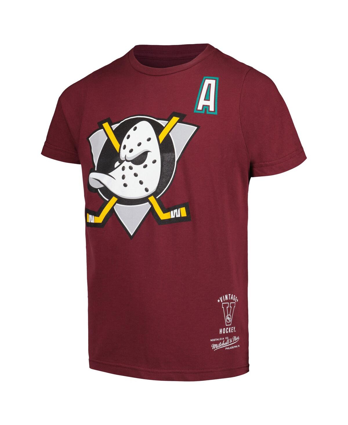 Mitchell & Ness Big Boys And Girls Teemu Selanne Garnet Anaheim Ducks Name Number T-shirt In Garnet