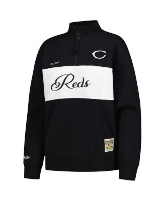 Women's Black Cincinnati Reds Quarter-Zip Pullover Top