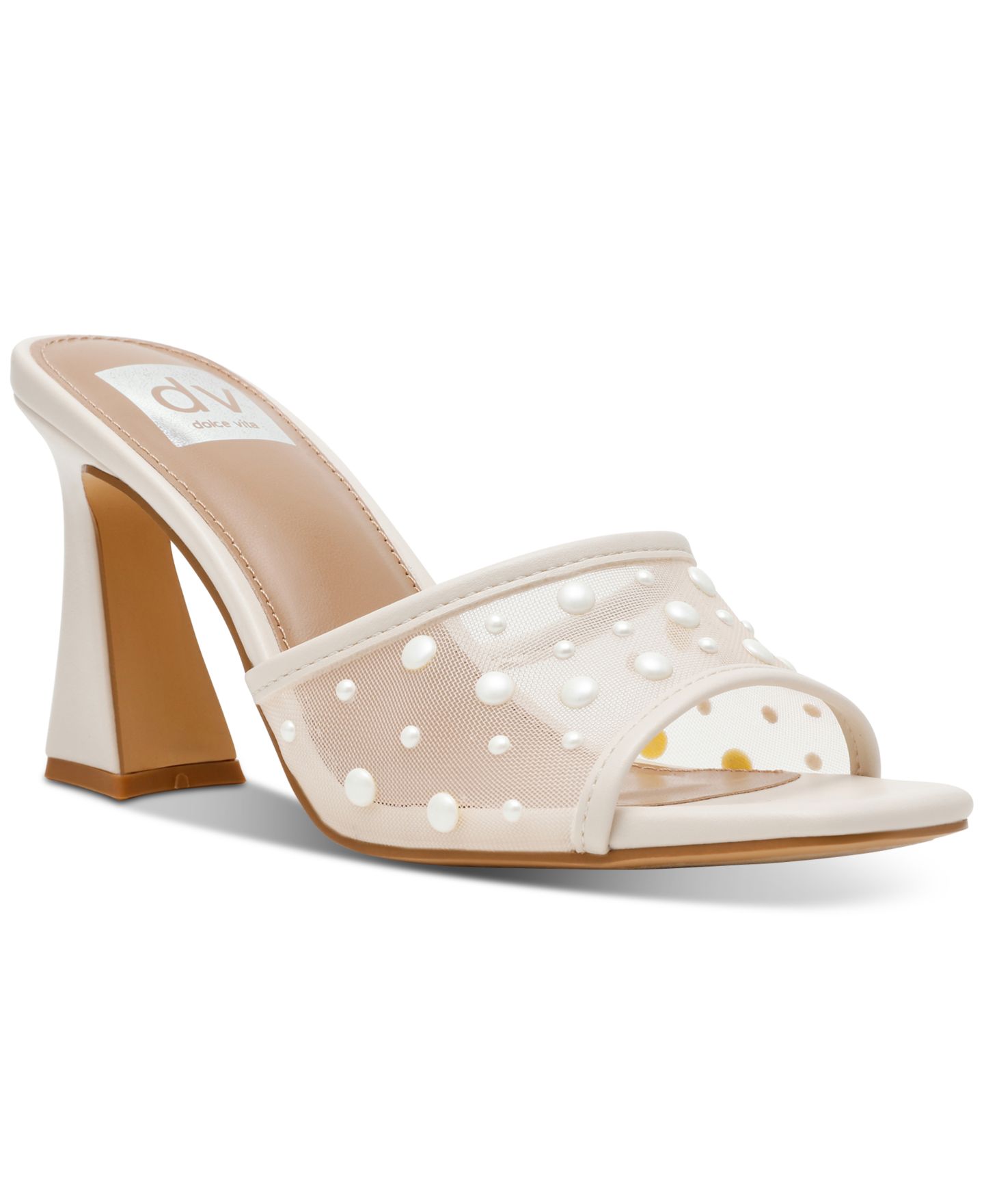 Женские сандалии DV Dolce Vita Yossi Pearl Mesh Slide Dress Sandals, цвет: Слоновая кость жемчужный — фото 1