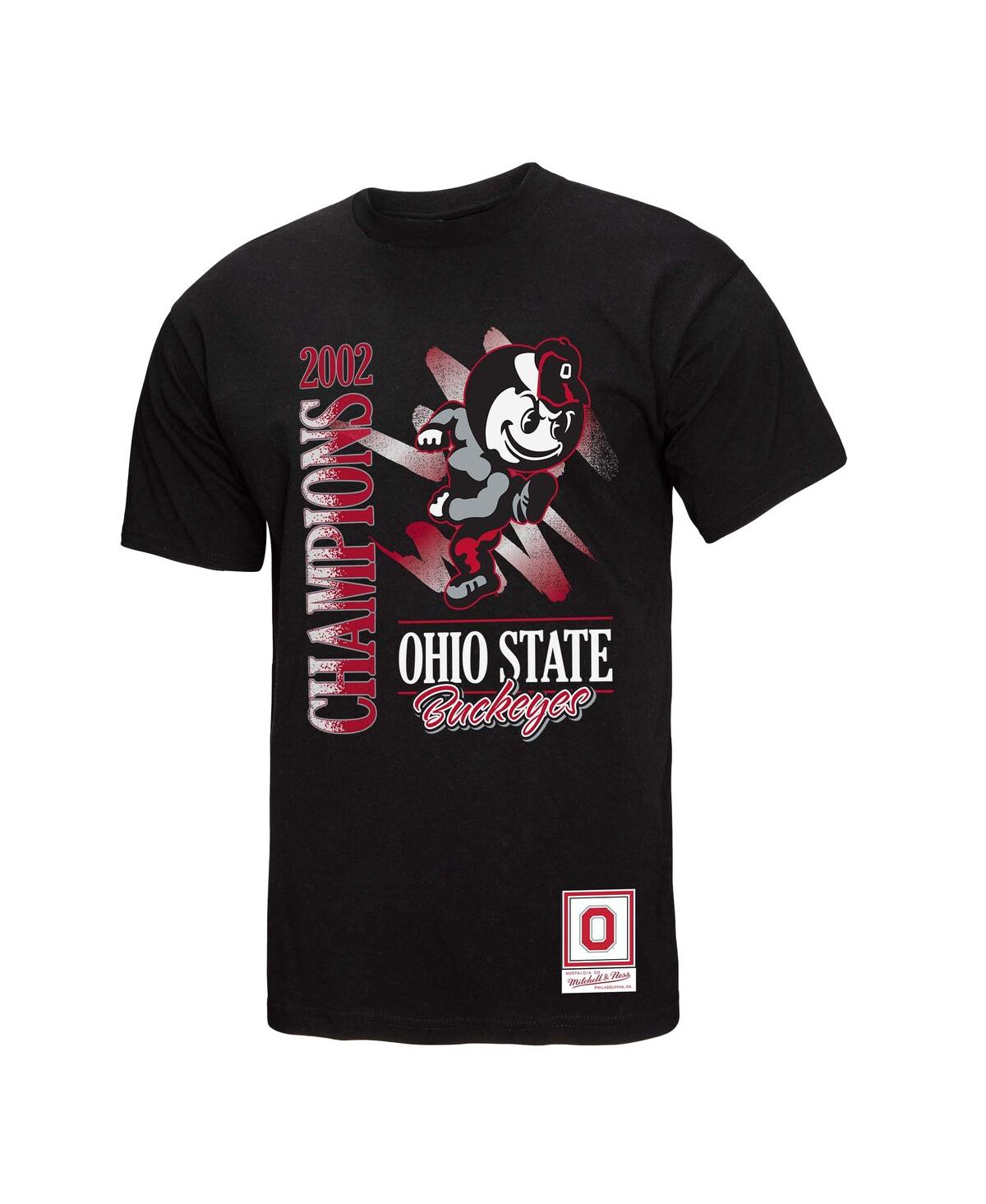 Mitchell & Ness Men's Black Ohio State Buckeyes Retro Brush Mineral Wash T-shirt In Black