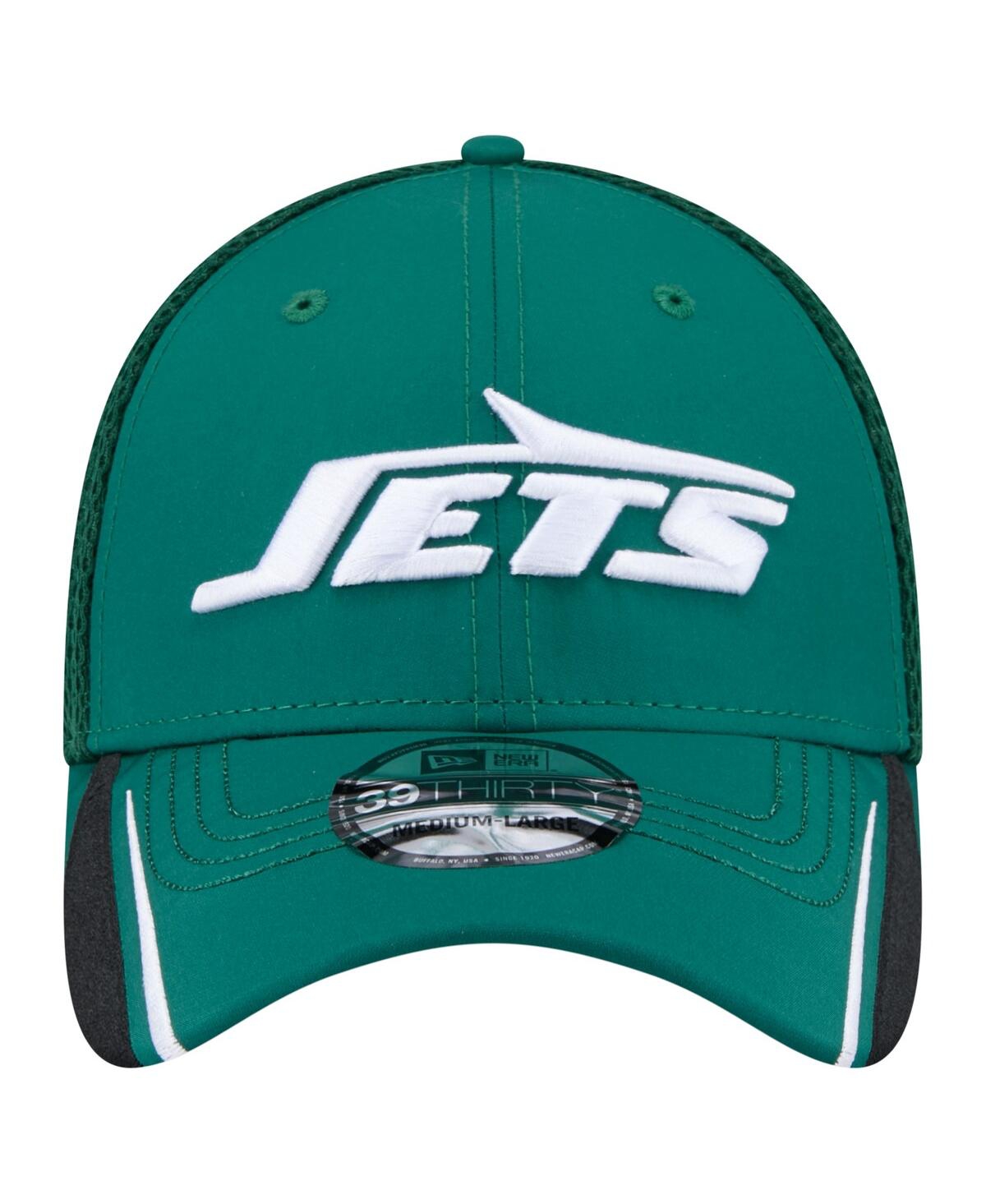 New Era Men's Green New York Jets Game Day Linear 39thirty Flex Hat In Green