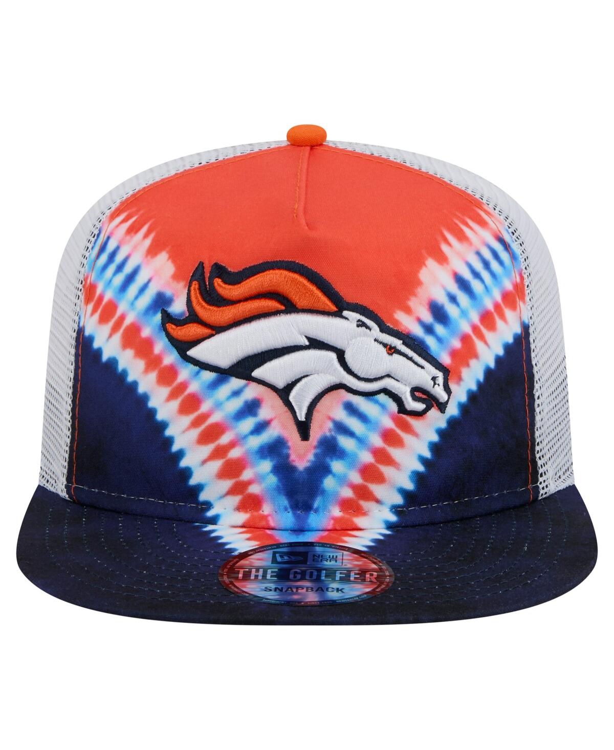 New Era Men's Orange/navy Denver Broncos Throwback Dye Golfer Snapback Hat In Orange,navy