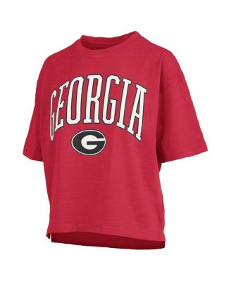 Women's Red Georgia Bulldogs Nelson Arch Over Logo Waist Length Oversized Slub T-Shirt