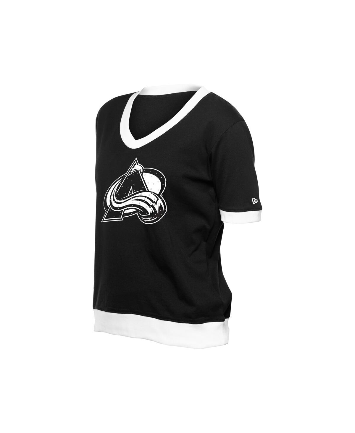 NEW ERA WOMEN'S BLACK COLORADO AVALANCHE GAME DAY RHINE STUDS T-SHIRT 