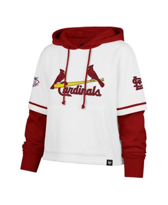 Women's White St. Louis Cardinals Trifecta Shortstop Cropped Pullover Hoodie