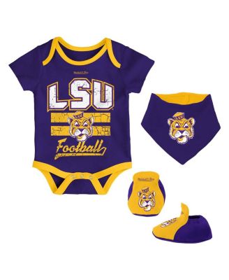 Baby Boys and Girls Purple LSU Tigers Bodysuit, Bib and Bootie, Set of 3