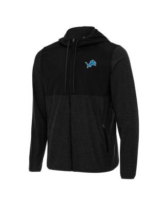 Antigua - Black/Charcoal Detroit Lions Sway Full-Zip Hoodie Jacket