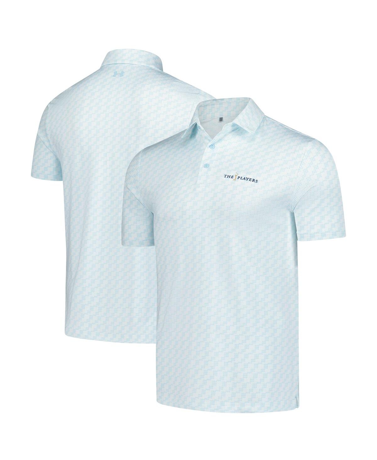 Men's Light Blue The Players Drive Clubhouse Grid Polo Shirt - Light Blue