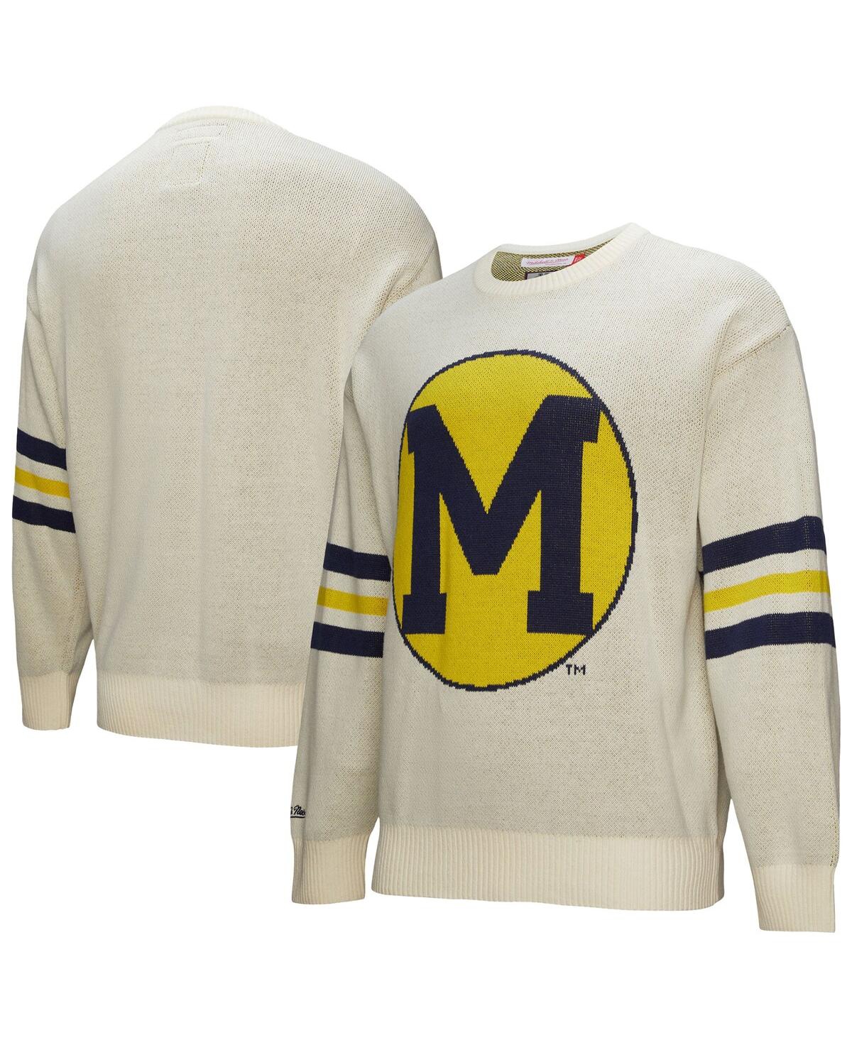 Men's Cream Michigan Wolverines Retro Pullover Sweater - Cream