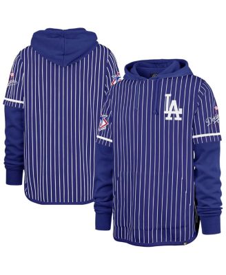 '47 Brand - Men's '47 Royal Los Angeles Dodgers Pinstripe Double Header Pullover Hoodie