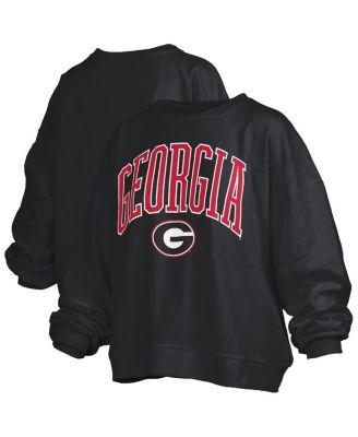 Pressbox - Women's Black Georgia Bulldogs Janise Arch Over Logo Waist Length Oversized Pullover Sweatshirt