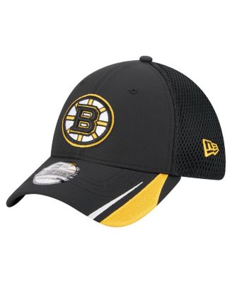 New Era - Men's Black Boston Bruins Linear Featherweight 39THIRTY Flex Hat