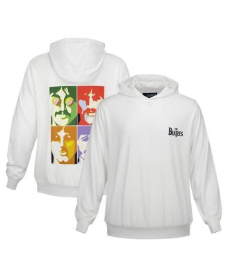 Section 119 - Men's and Women's White The Beatles Logo and Faces UPF 50 Pullover Hoodie