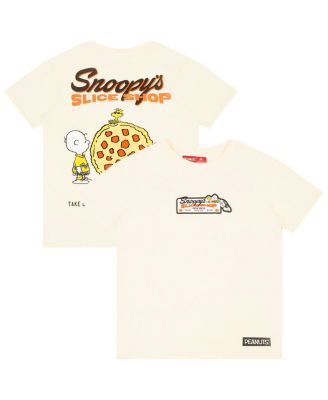 Freeze Max - Big Boys and Girls Cream Peanuts Snoopy's Slice Shop T-Shirt