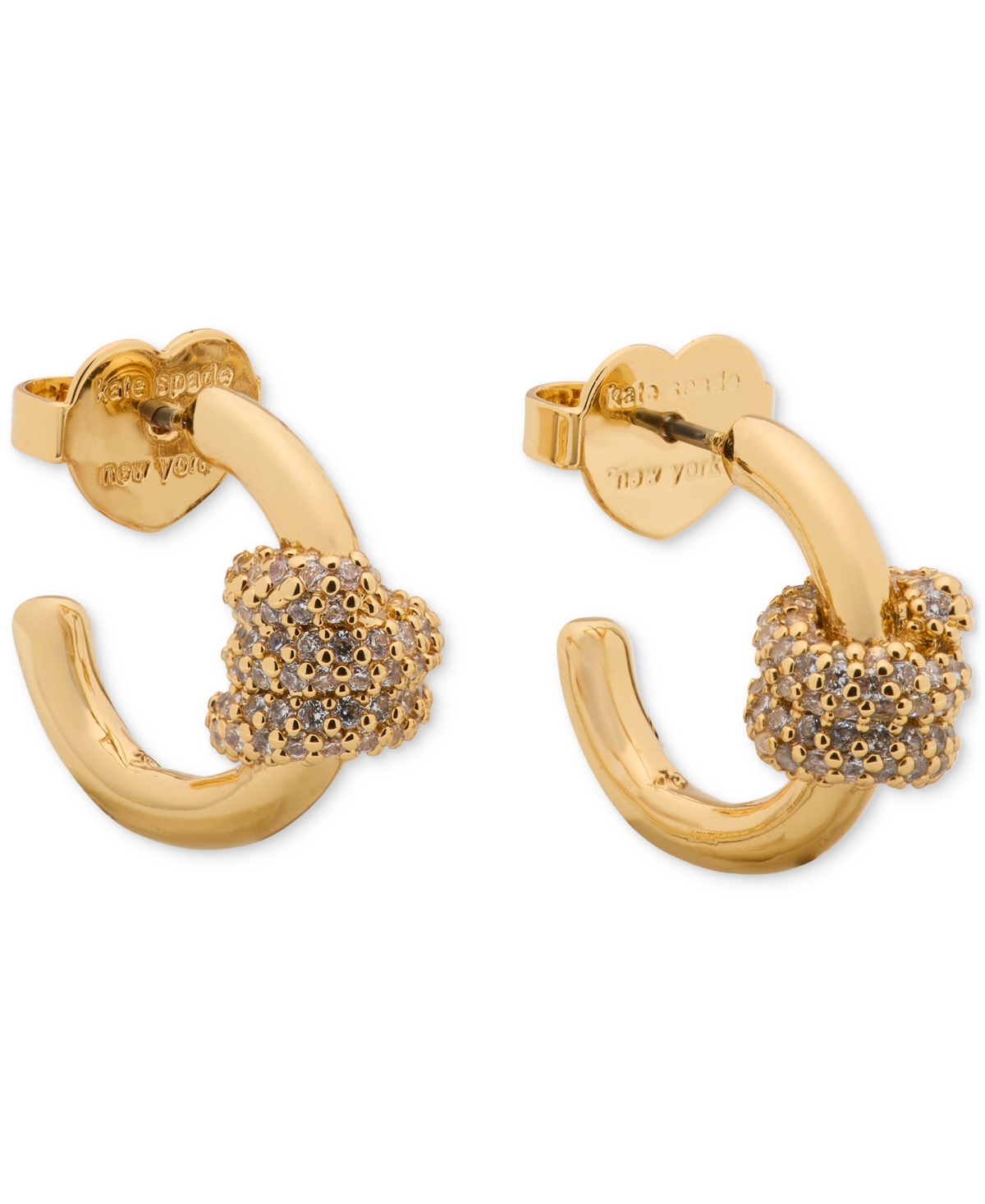 Small Pave Knot Hoop Earrings, 0.62" - Clear/whit