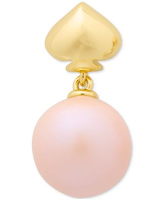 Gold-Tone Spade & Imitation Pearl Drop Earrings