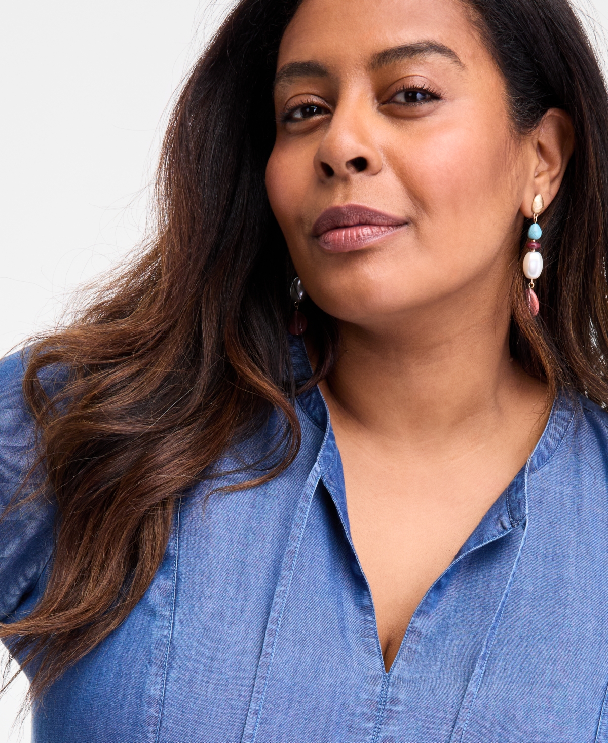 Style & Co Plus Size Split-neck Tiered Flutter-sleeve Dress, Exclusively At Macy's