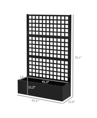 Metal Planter Box with Trellis, Drain Holes, 43"x16"x70",