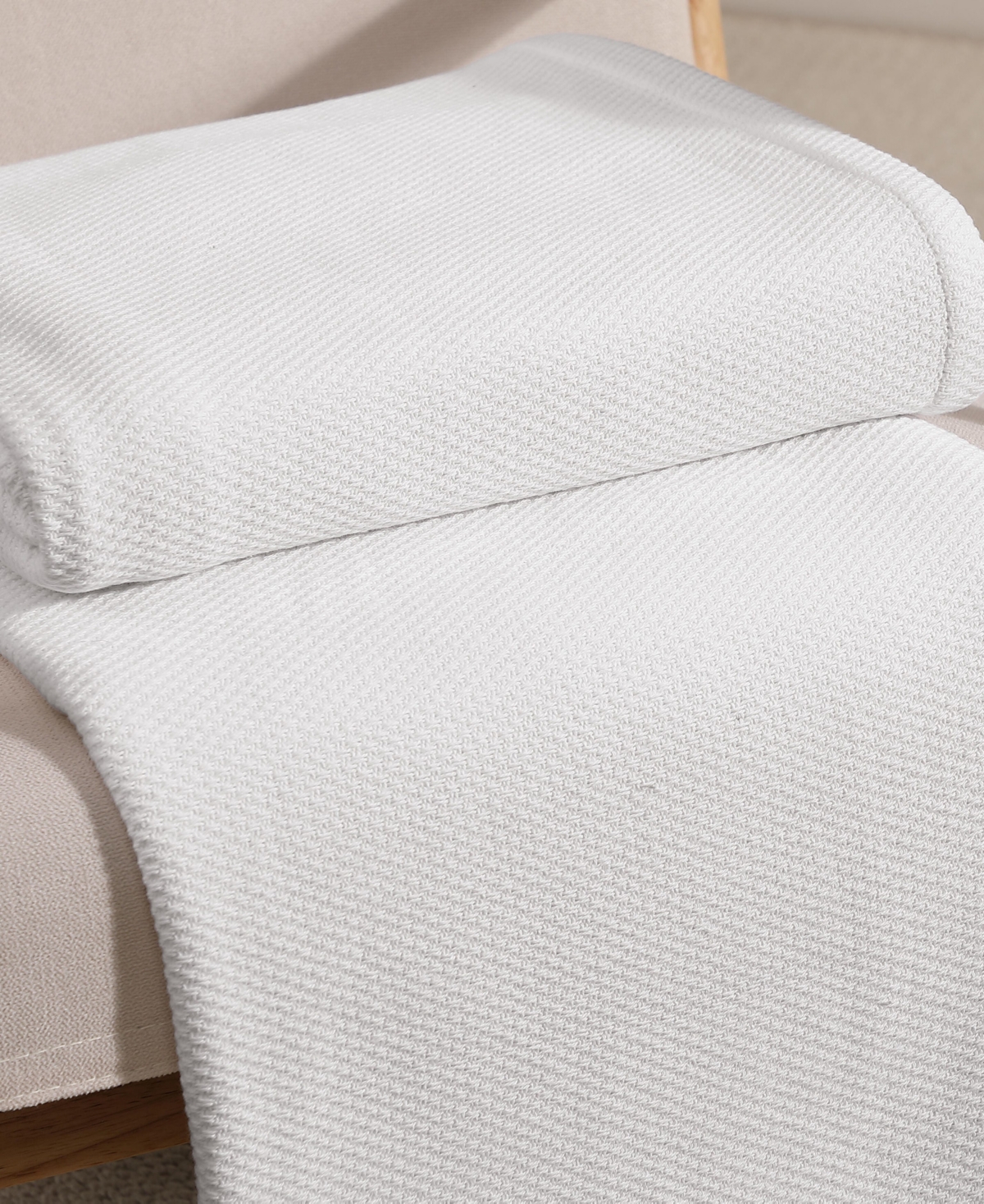 Tommy Hilfiger Solid Cotton Pique Blanket, Full/queen