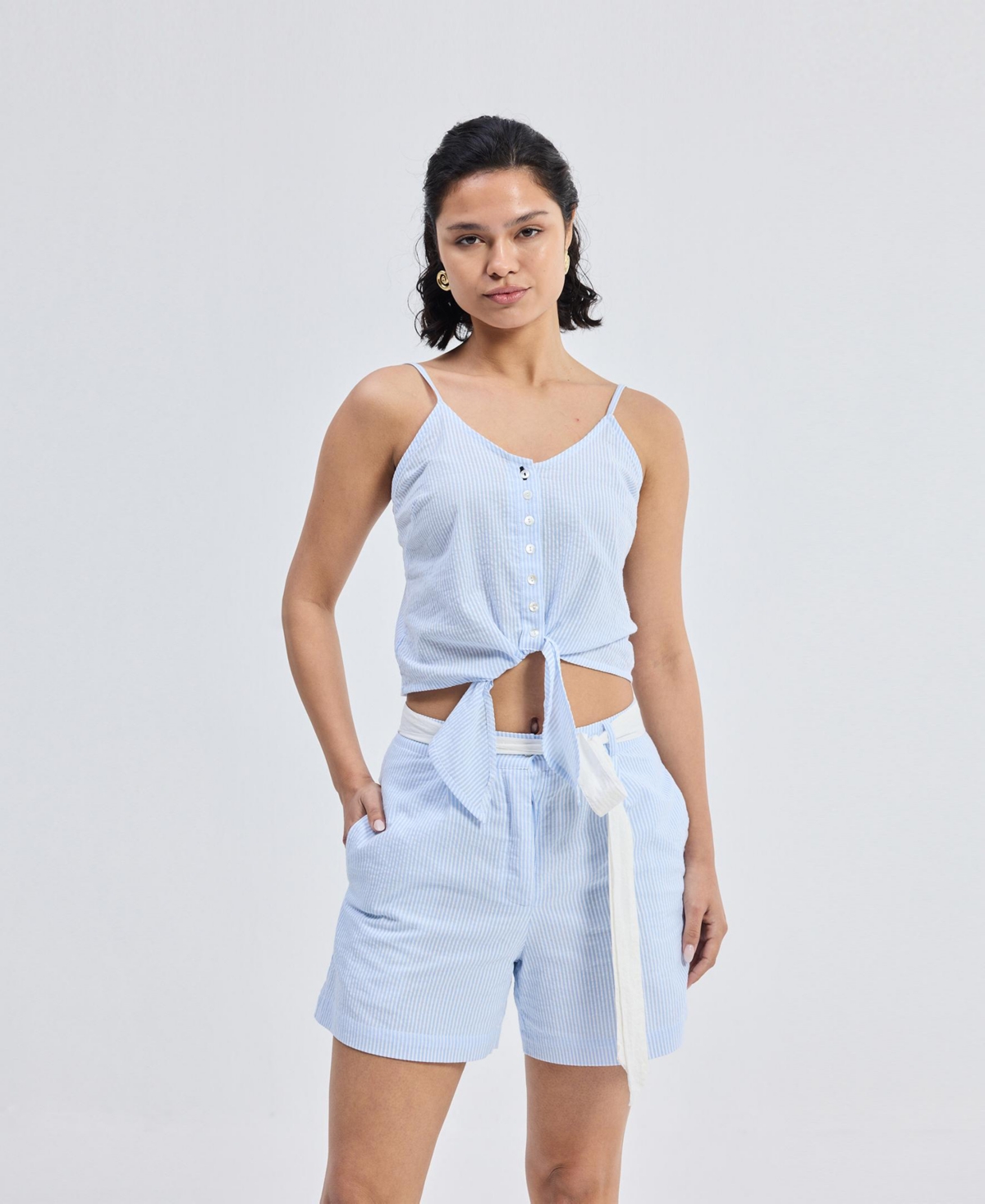 Women's Regular Fit Shorts in Stripes - Linear rhythm