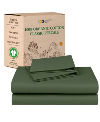 100% Organic Cotton Percale 4-Pc. Sheet Set, California King
