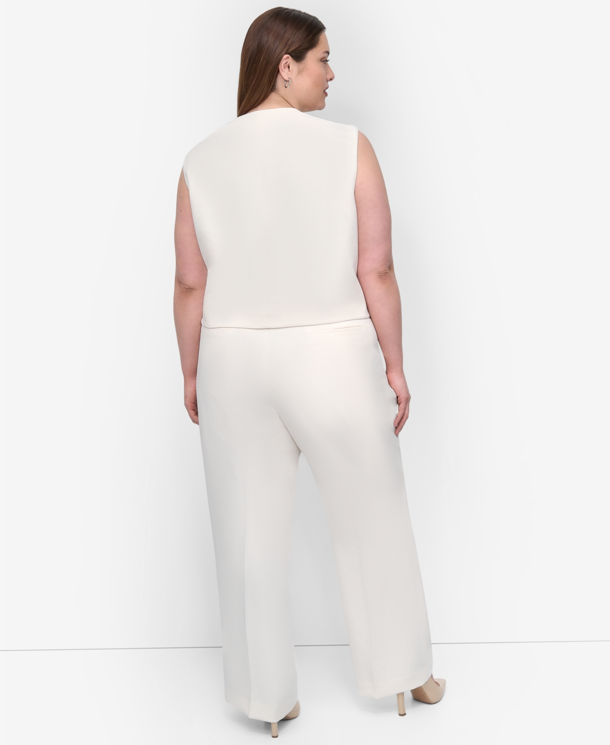 Dkny Plus Size Aero Crepe Button-front Vest In White